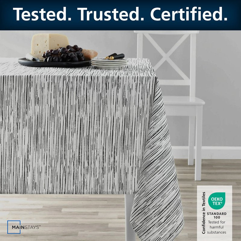 Black & White Striped Tablecloth - 60" x 84" - 3 Pack