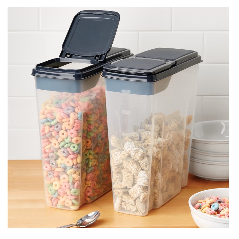 2-Pack Plastic Cereal Keepers - 24 Cup Storage Containers - 6 Pack