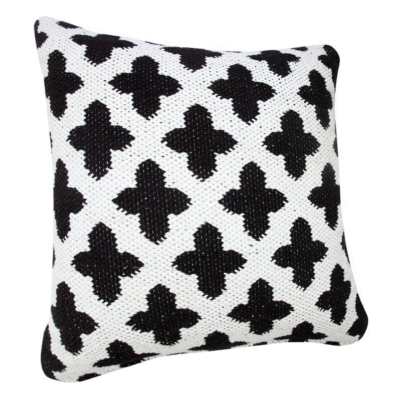 Ox Bay 20x20 Inch Black White Cotton Blend Pillow Cover - Trellis Design
