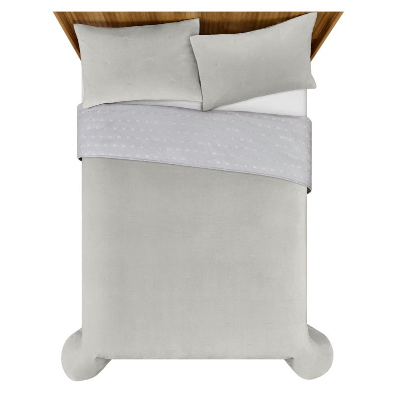 Reversible King Quilt - Floral Sage Green Velvet & Patterned Cotton, Drew Barrymore Signature
