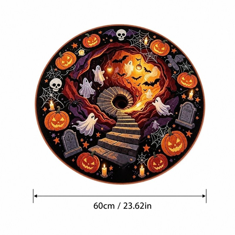Halloween Optical Illusion Round Rug - Ghost & Haunted Scene A008-1PC