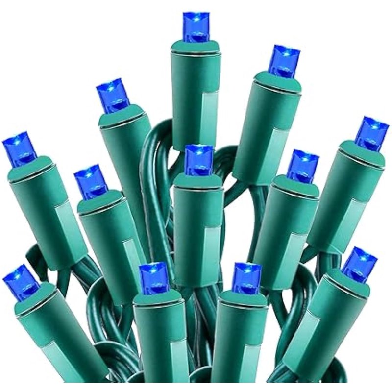 Outdoor LED Holiday String Lights - Blue 50 FT, 150 Mini Bulbs, Connectable