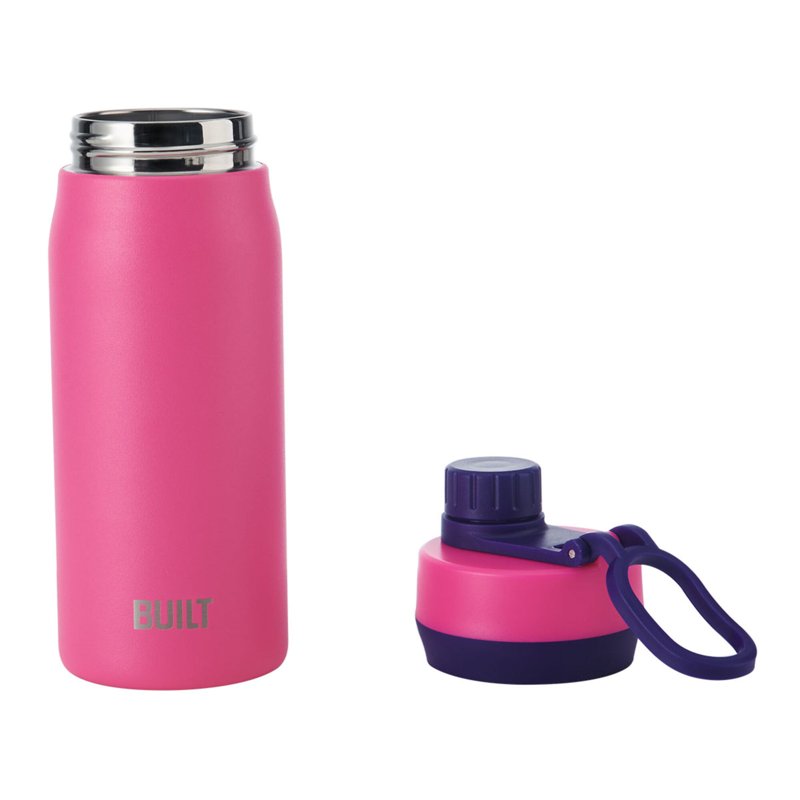 16 oz Stainless Steel Kids Water Bottle with Leakproof Chug Lid - Pink/Purple