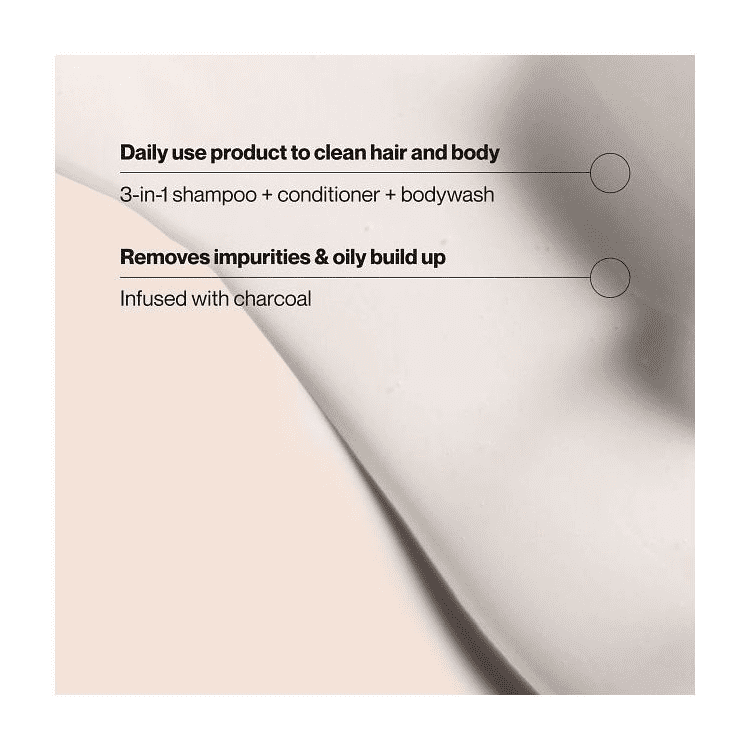 Charcoal 3-in-1 Shampoo, Conditioner & Body Wash for Men - 12.6 oz