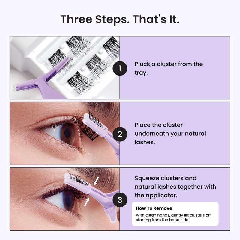 Pre-Glued Lash Clusters Multipack - 50 Self-Adhesive False Eyelashes