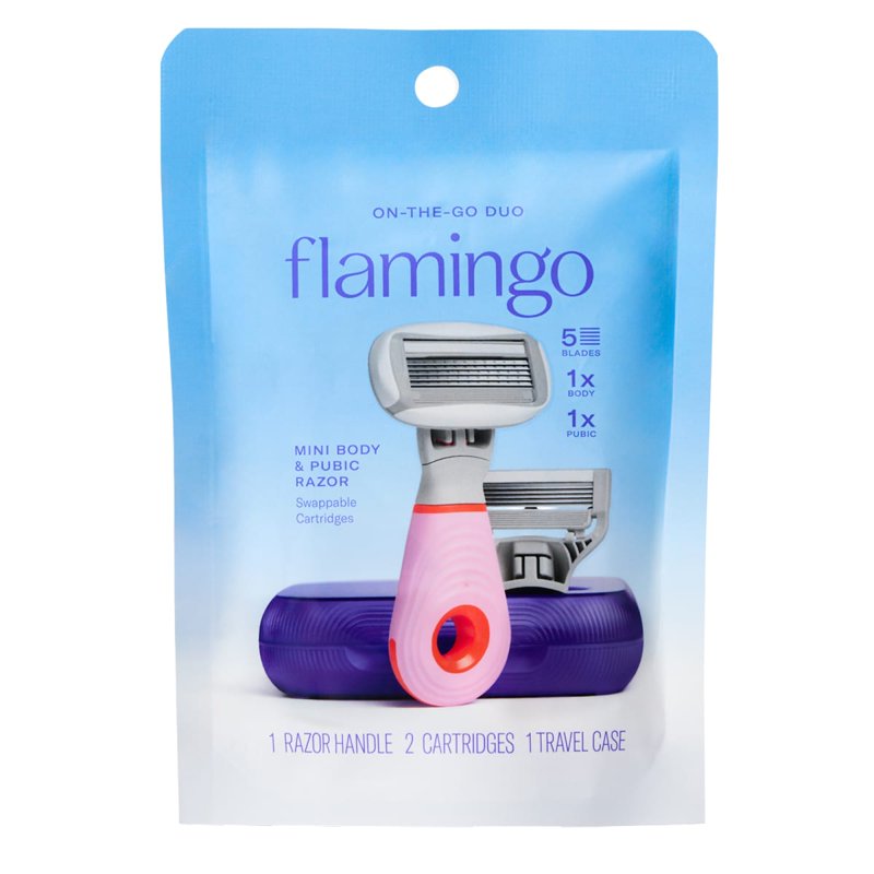 Travel Razor Kit for Women with Mini Handle, 2 Blade Cartridges, and Case