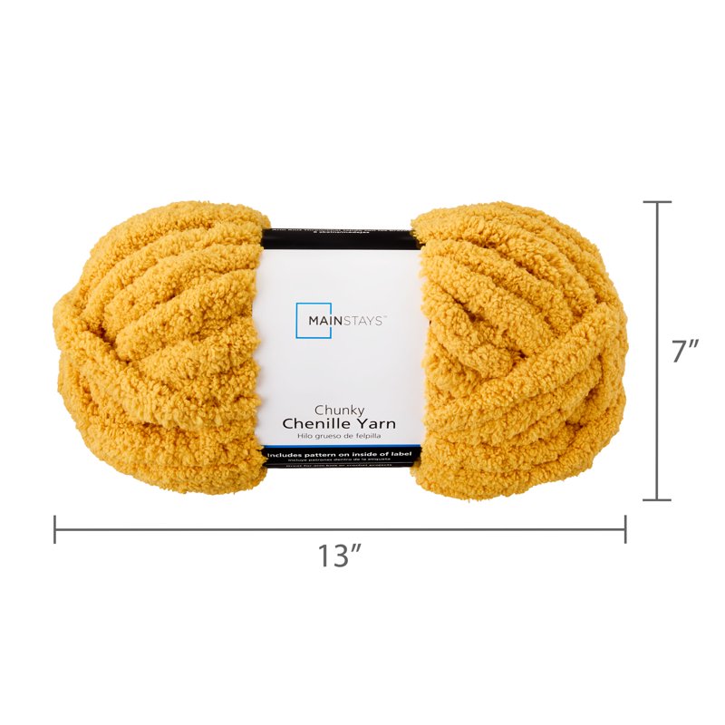 Mainstays Chunky Chenille Yarn - Mango, 31.7 Yards, Super Bulky, 100% Polyester