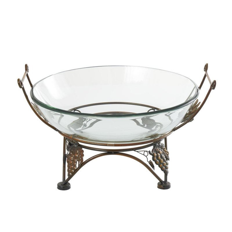 Clear Tempered Glass Kitchen Serving Bowl with Copper Base - 19" x 10"