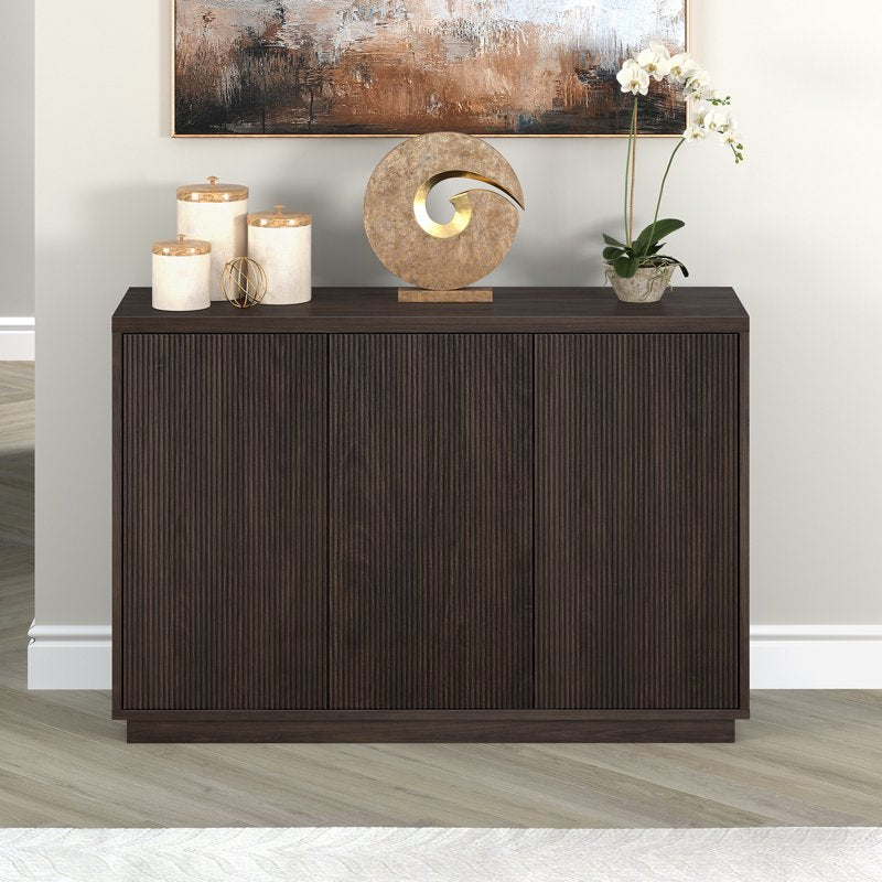 Modern 48" Wide Alder Brown Buffet Table with Storage