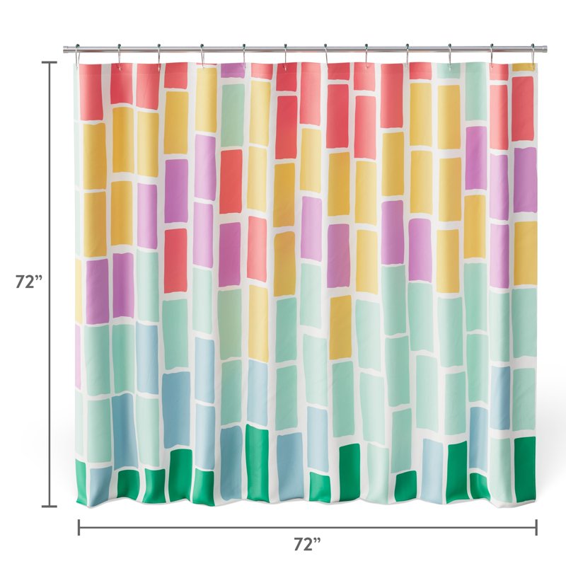 Kids Fabric Shower Curtain Hook Set - Rainbow Geo Variation