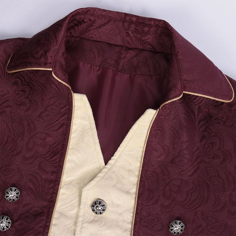 Men's Halloween Mid Long Tailcoat Costume Jacket - Red, M - Victorian Style