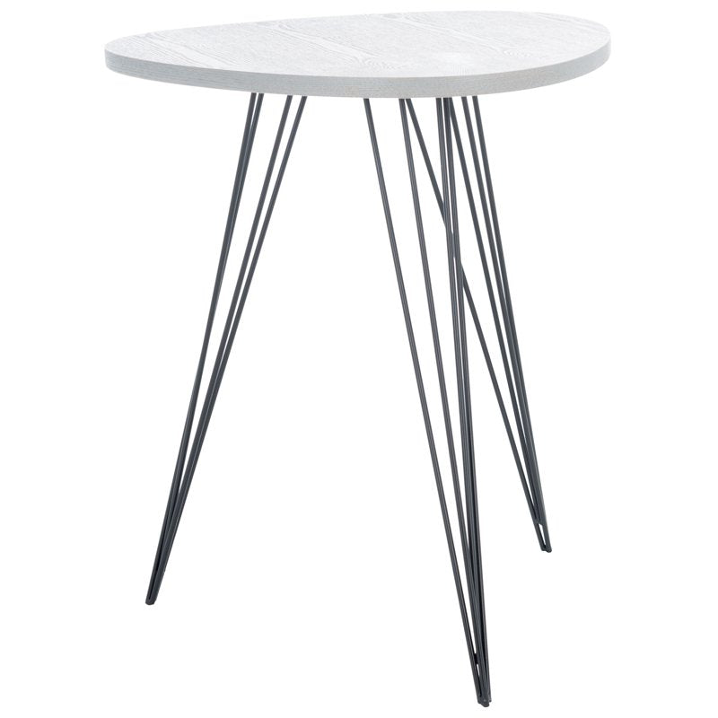 Retro Mid-Century Side Table - Grey Wood Top & Black Legs