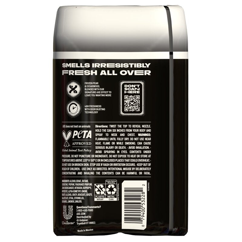 Black Body Spray for Men - 48 Hour Odor Protection - 3.9 oz Twin Pack