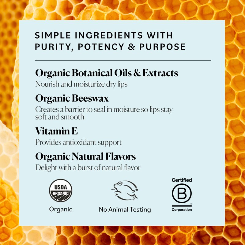 Organic Beeswax Lip Balm Set - Moisturizing Flavored Lip Care, 4 Pack