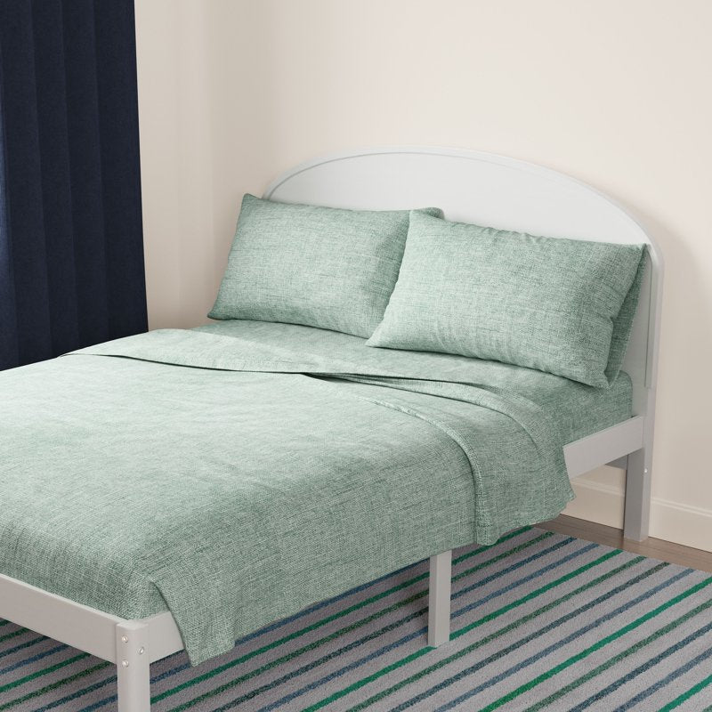 Kids Bed Sheet Set - 100% Cotton Percale Queen Light Green 4 Pieces