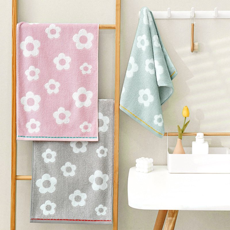 Grey Floral Cotton Absorbent Decorative Towel Set - 2 Pieces