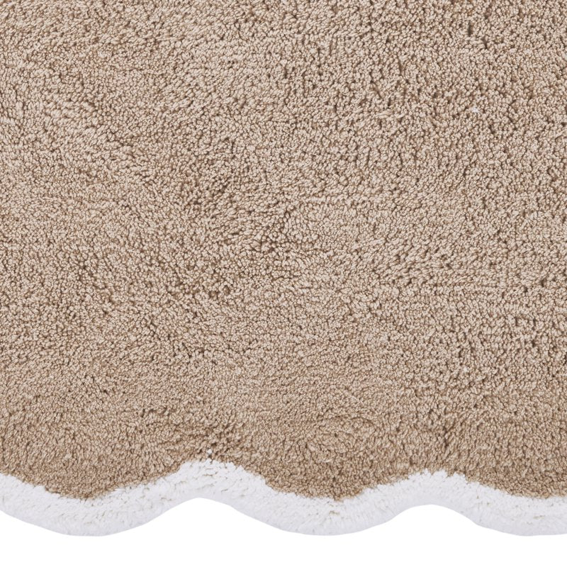 Cotton Bath Rug Taupe Whitney Scallop 20 x 32 Inches - My Texas House