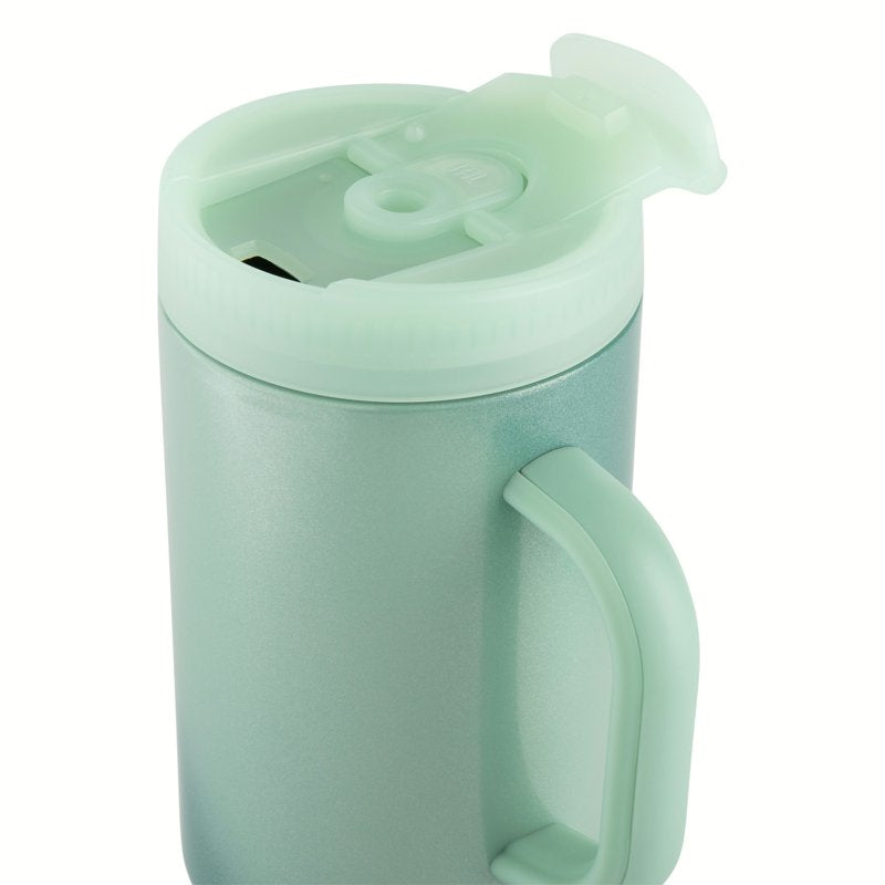 Stainless Steel Hudson Tumbler with Straw 40 fl oz - Shimmer Green Swirl