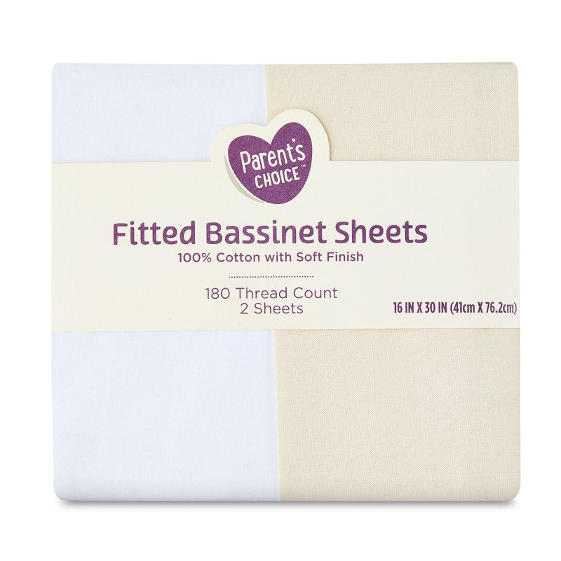 White and Birch Fitted Bassinet Sheets - 180 Thread Count, 2 Pack