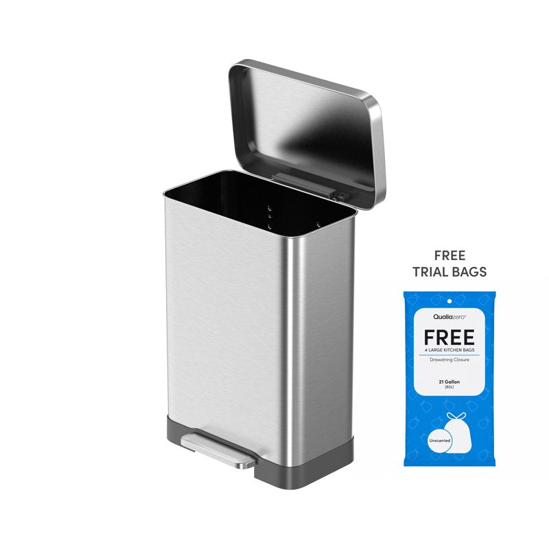 20 Gallon Stainless Steel Trash Can with Soft Close Lid - Silver & Citrus Scented Trash Bag
