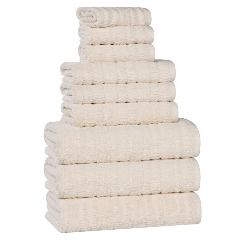 Ivory 9-Piece Cotton & Viscose Blend Towel Set - Soft, Quick Dry Bathroom Towels
