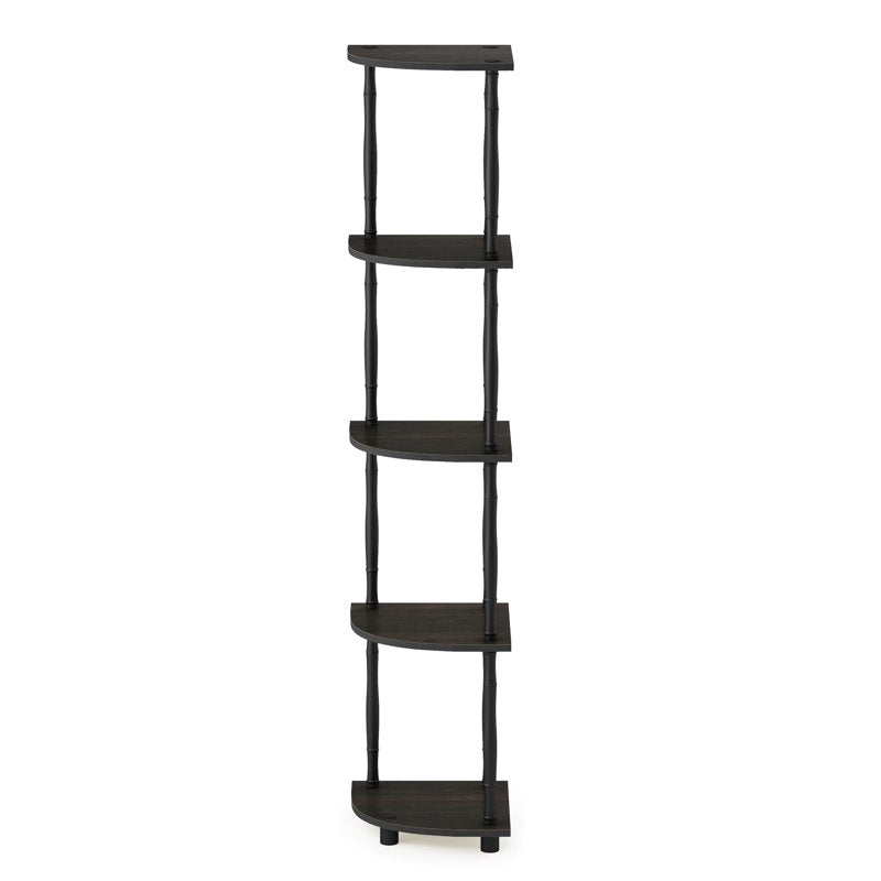 Furinno 11.6"W x 11.6"D x 57.7"H 5-Tier Decorative Shelves, Black - Easy Assembly