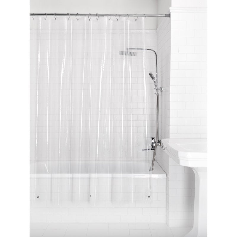 Black Mosaic Shower Curtain & Liner Set - Polyester Bathroom Decor, Medium Weight PEVA Liner Included