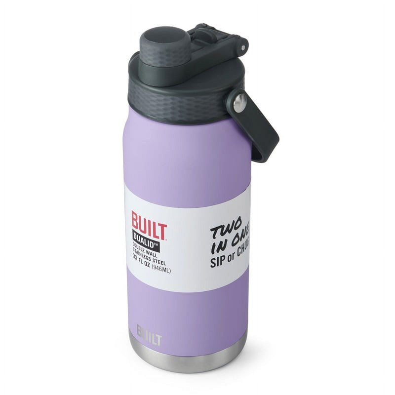 32 Ounce Dual Lid Stainless Steel Insulated Water Bottle - Lavender