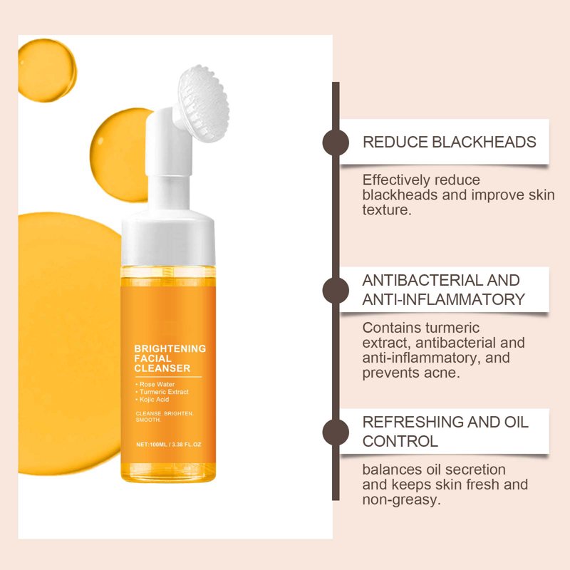 Turmeric Facial Cleanser with Brush for All Skin Types - 3.38 fl oz