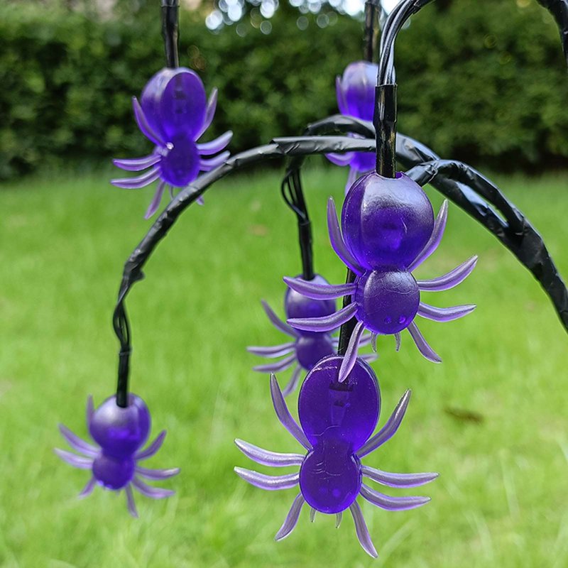 Solar Halloween Tree Lights with Spider and Lantern Decor