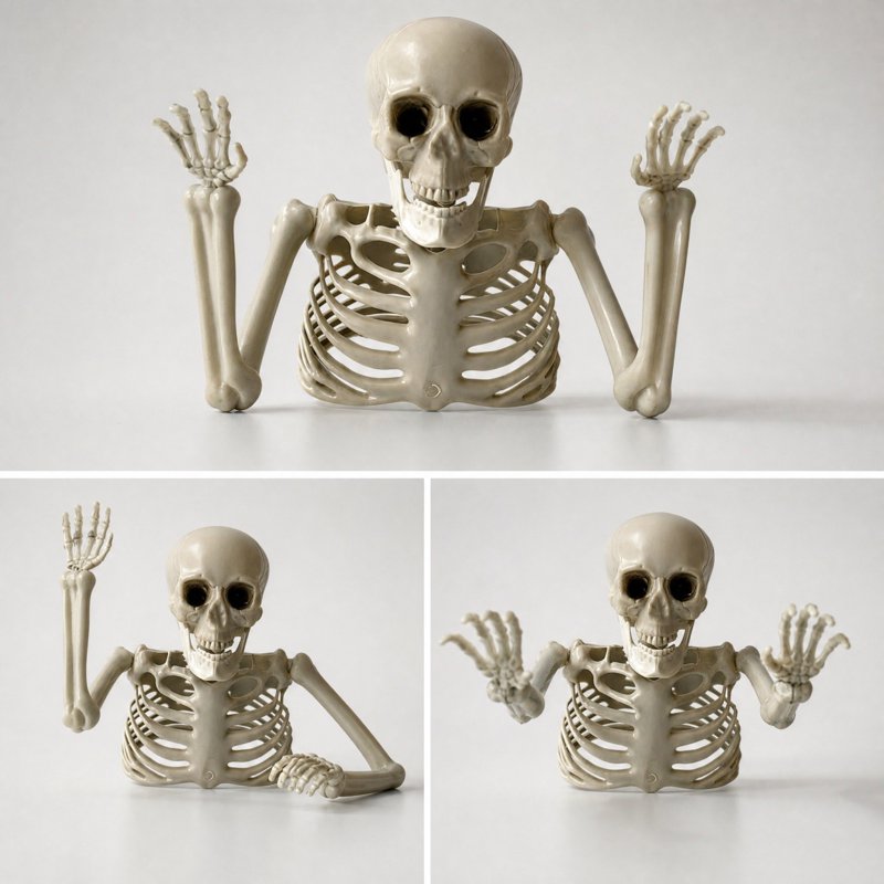 Halloween Skeleton Prop Half Torso White Plastic Tabletop Decor Variation 023#B
