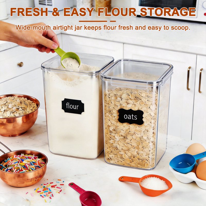 Airtight Food Storage Containers Set - 2 Pack 6.5L Clear Plastic