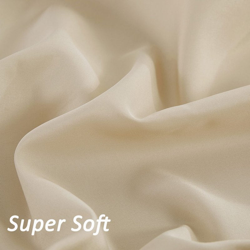 Queen Microfiber Fitted Sheets Set - Arctic White & Papyrus Beige, 2 Pack