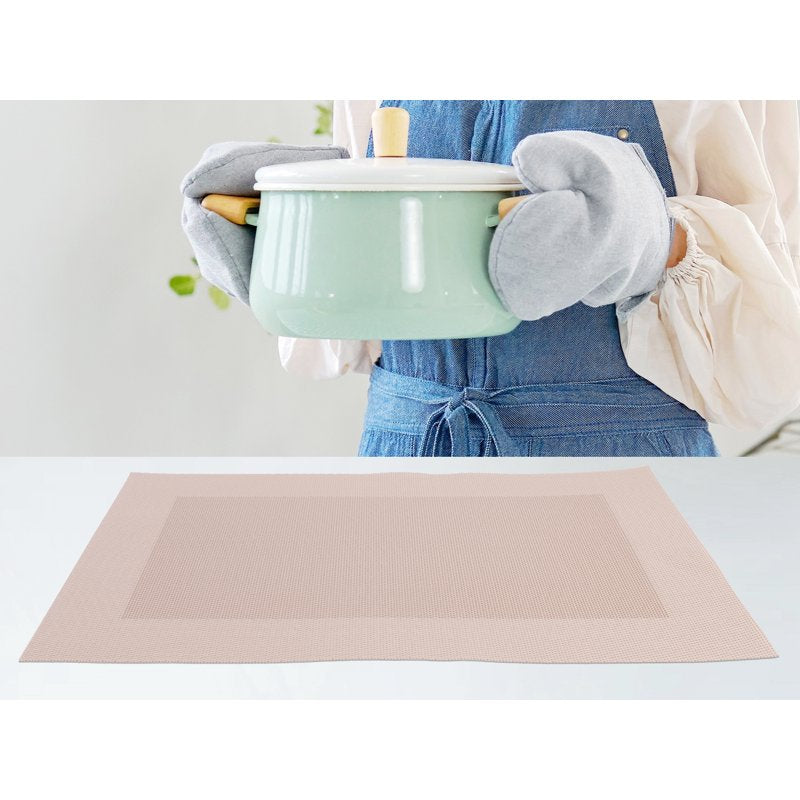 Set of 8 Washable Light Gold Placemats - 18" x 12"