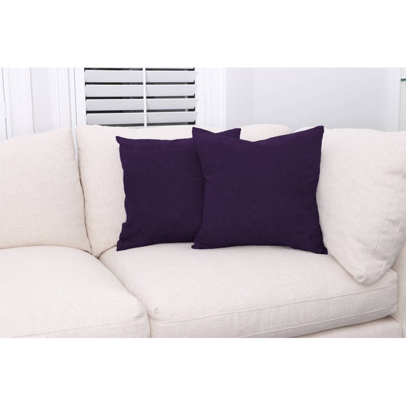 Luxury Feather Filled Microsuede Throw Pillow 16x16 Dark Purple 2 Pack