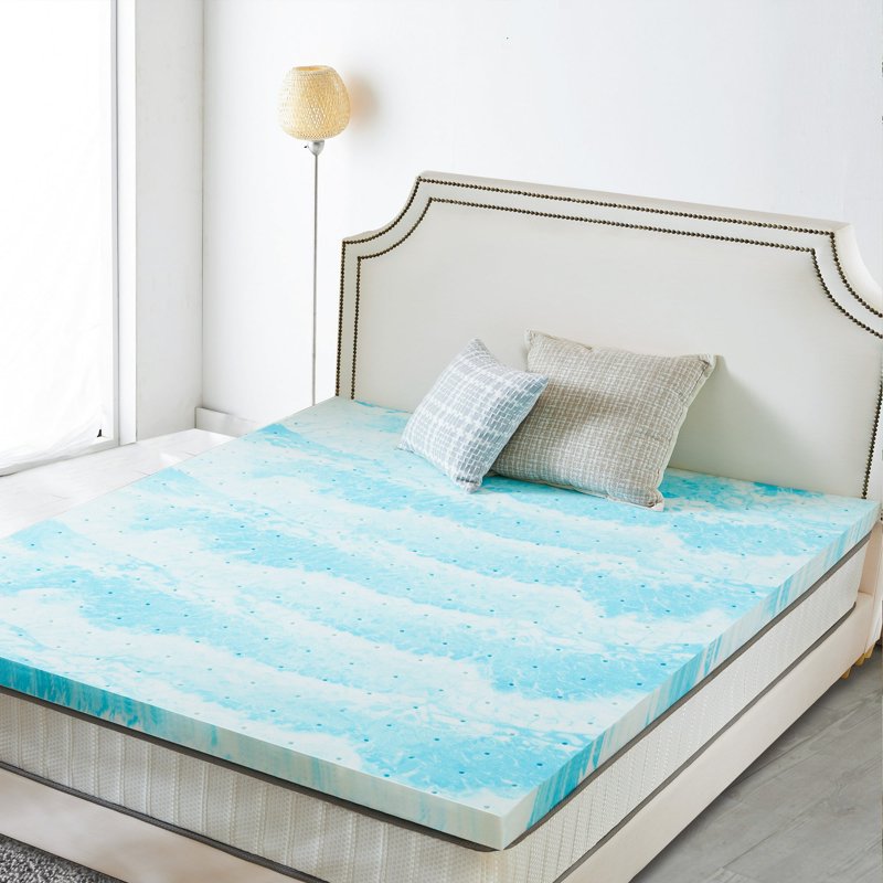 California King Gel Memory Foam Mattress Topper 3 Inch Blue Bed Support