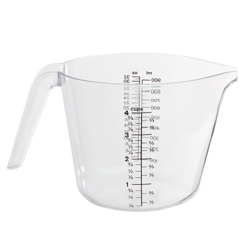 4-Pack Plastic Measuring Cups with Large Spout - 32 oz Clear
