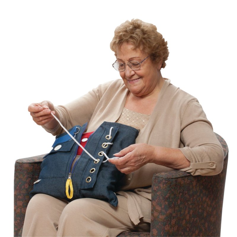 Activity Pillow for Seniors & Dementia - Washable 14-Inch Square