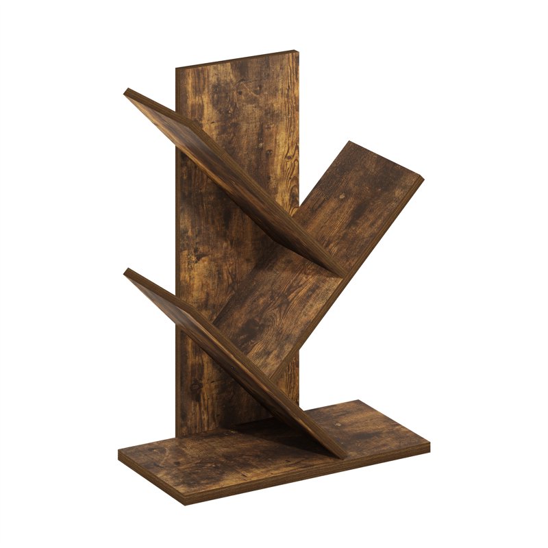 Tree Bookshelf - 3-Tier Floor Standing Bookcase in Amber Pine