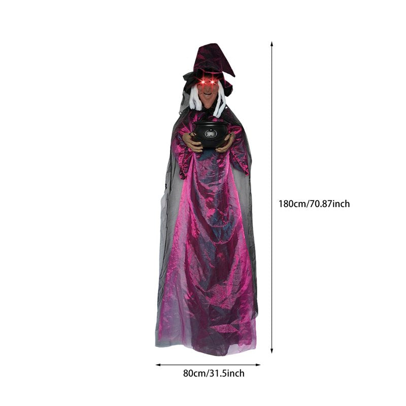 Life Size Hanging Witch Halloween Decor D - Sound & Touch Activated Animated Prop, Indoor & Outdoor Spooky Decorations