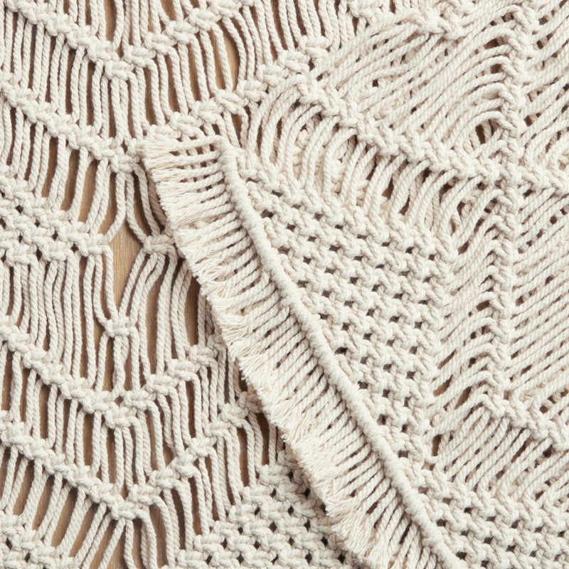 Macrame Table Runner - 90"x14" Natural Cotton - Single