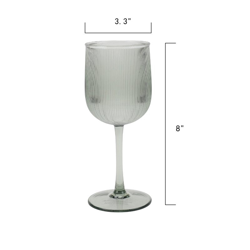 12-Ounce Green Ribbed Tritan Wine Glass - Durable & Stylish