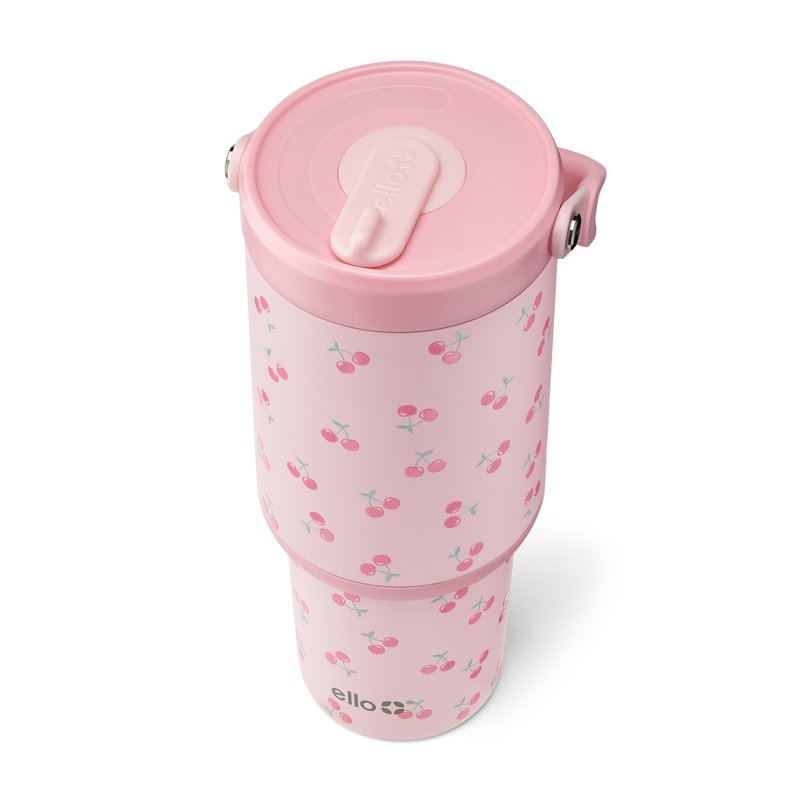 Oasis Go 30oz Stainless Steel Tumbler with Handle & Straw - Pink Cherries