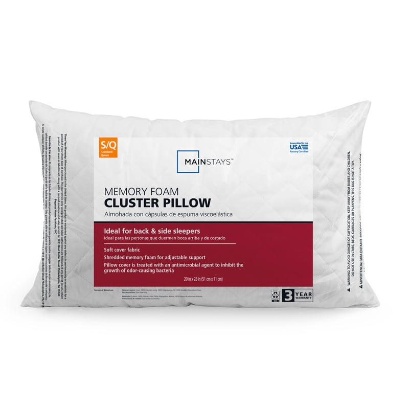 (8 Pack) Memory Foam Cluster Bed Pillows - Standard/Queen Size, Microfiber Cover, Supportive & Antimicrobial