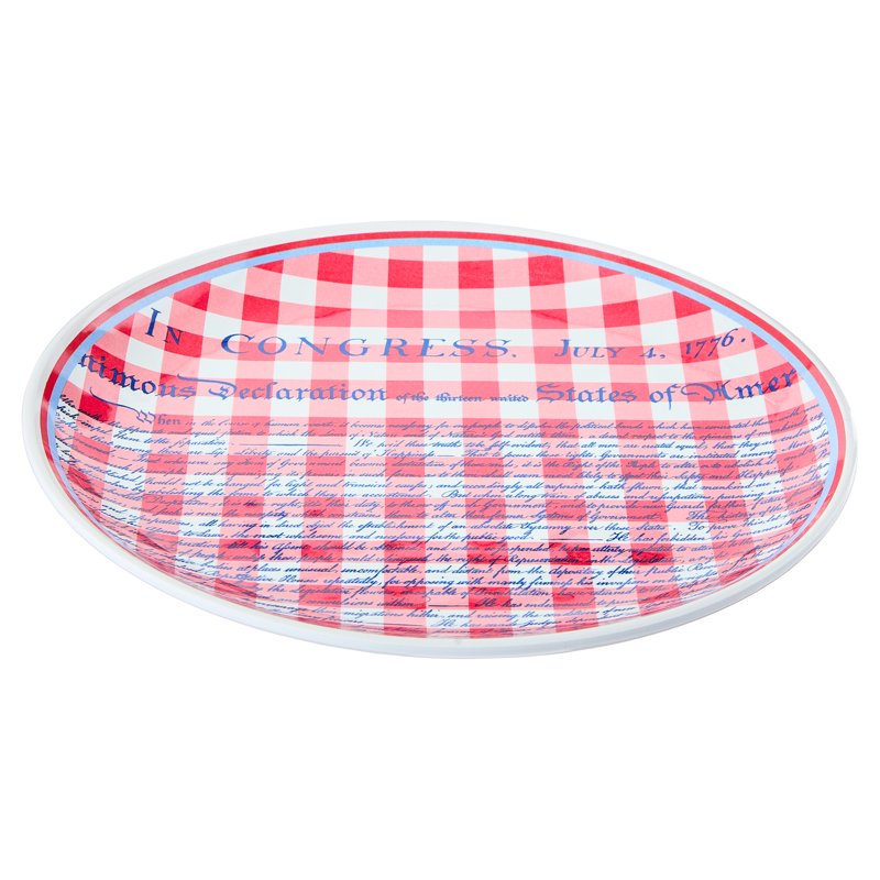9-Inch Melamine Salad Plates Set - Multicolor Gingham Design