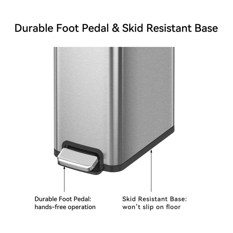 7.9 Gallon Slim Stainless Steel Step Trash Can - Soft-Close Lid