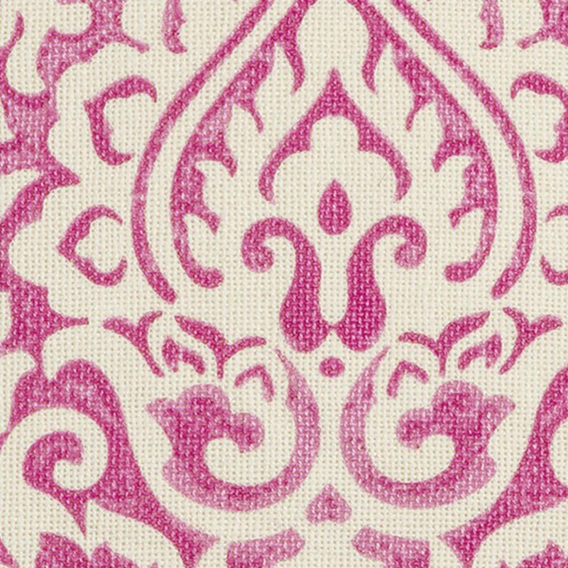 Poly Filled Damask Throw Pillow - Pink & Natural, 22x22 Inches, Transitional Style
