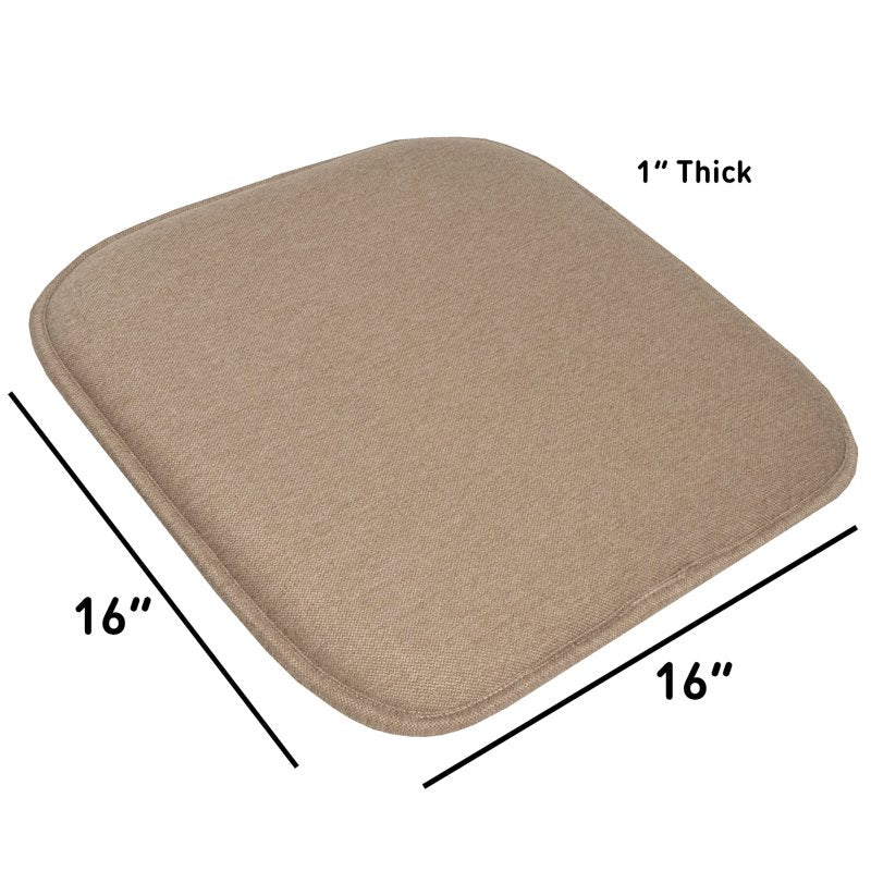 Memory Foam Chair Pads 4-Pack - Charlotte Jacquard Cover, Taupe
