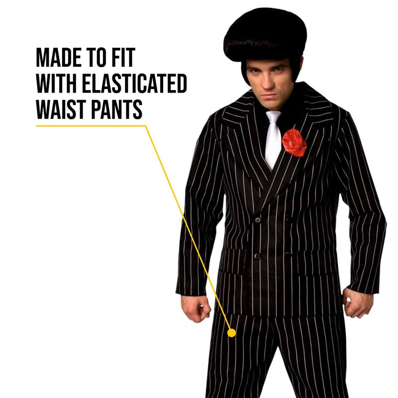 Mens 1920s Gangster Suit Costume XL Pinstripe Mafia Boss Outfit Halloween