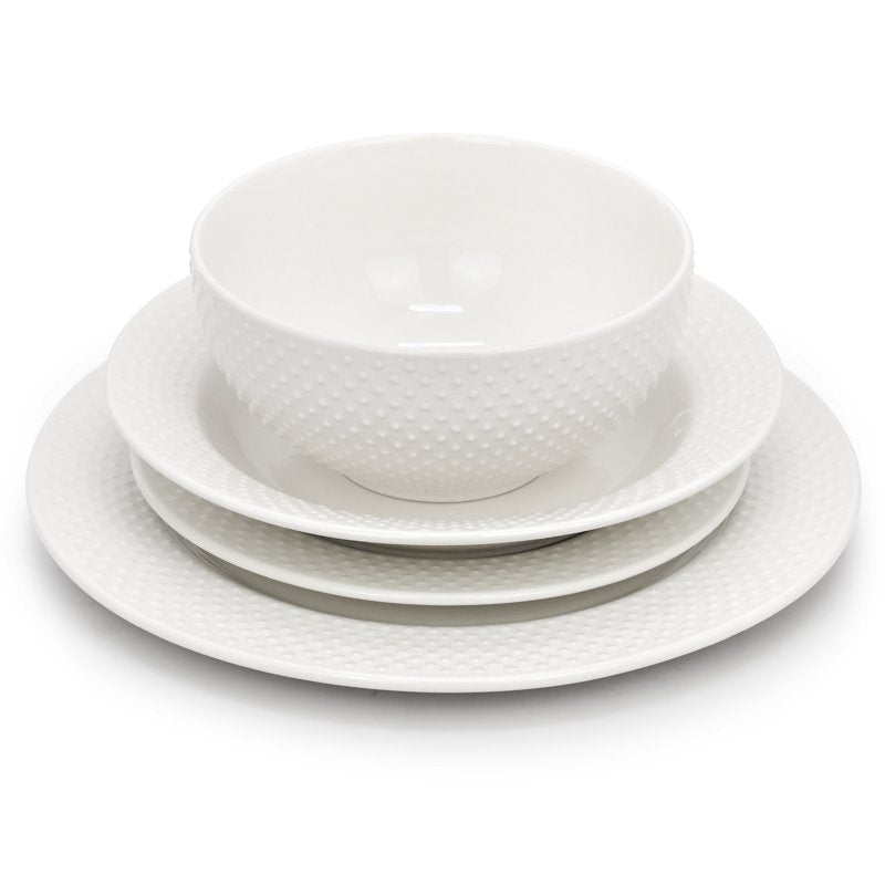 16-Piece Hobnail Double Bowl Porcelain Dinnerware Set - Kim
